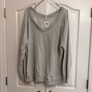 Aerie Light Gray V-Neck Sweatshirt
